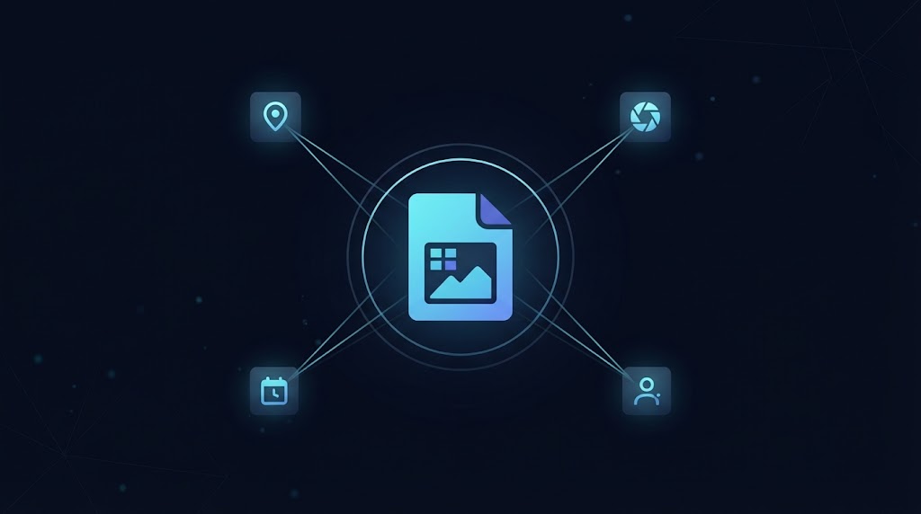 نمودار نشانه‌های متادیتایی C2PA، IPTC و XMP داخل یک فایل عکس